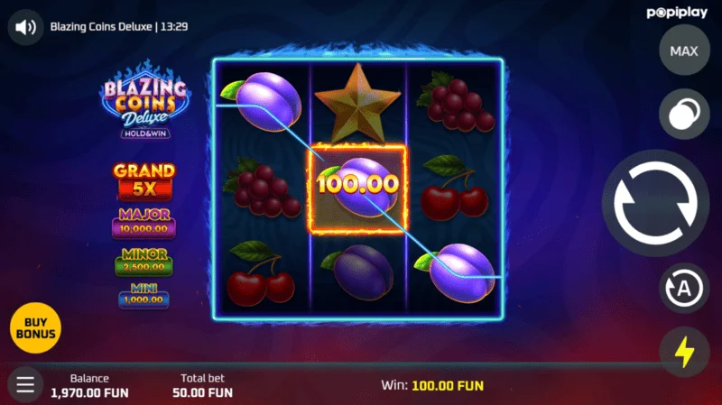 Panalo sa laro ng Blazing Coins Deluxe sa base game