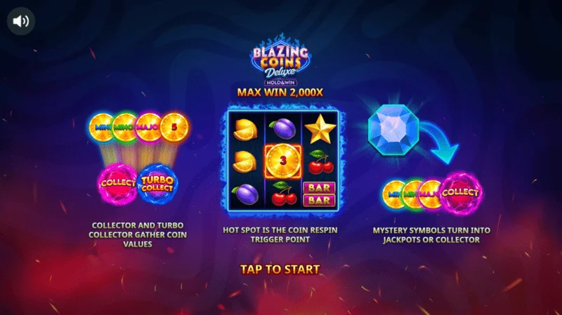 Pangunahing menu ng Blazing Coins Deluxe