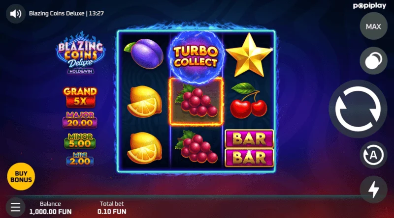 Game screen ng Blazing Coins Deluxe